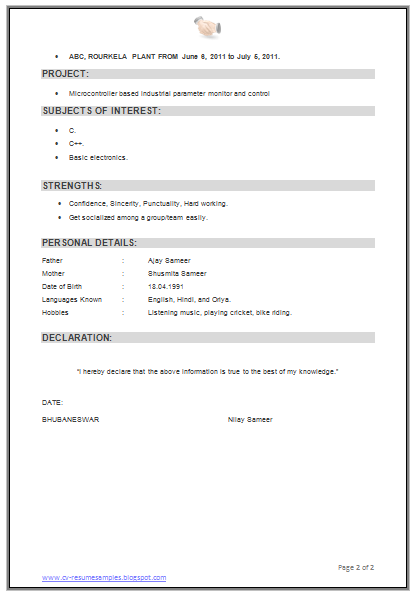 Sample resume for ece
